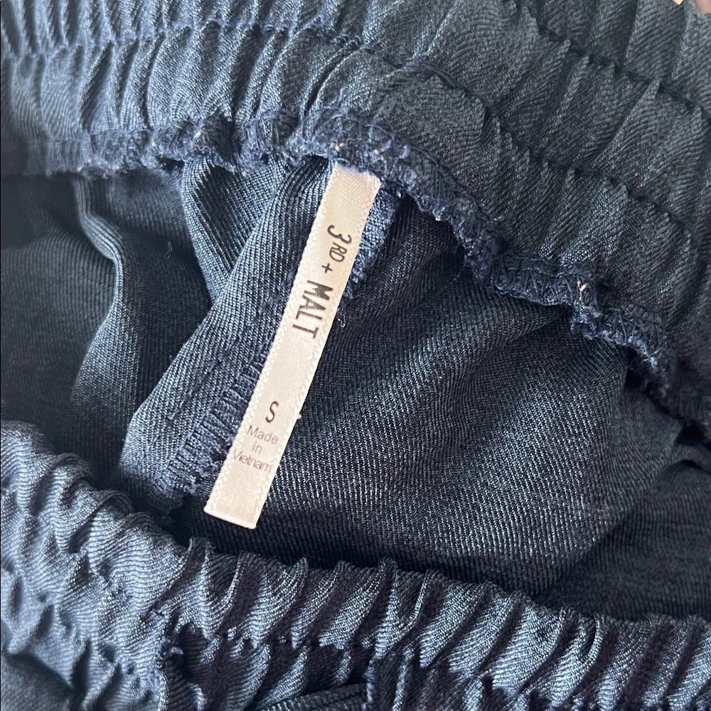 Blue Wide Leg Drawstring Pants - Picture 2 of 3